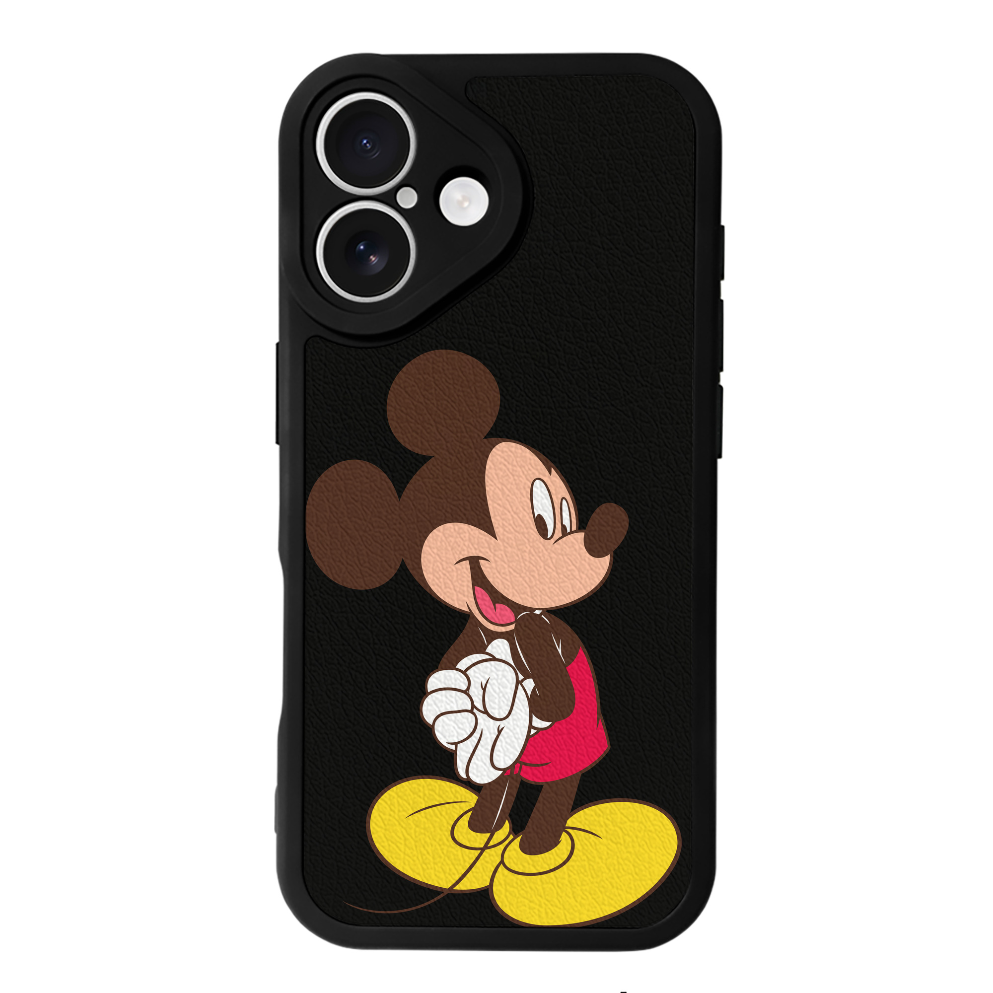 （画像用） ミッキーマウス Mickey Mouse 【iPhone 16シリーズ対応】シリコンスマホケース（レザー調） 材質：シリコン